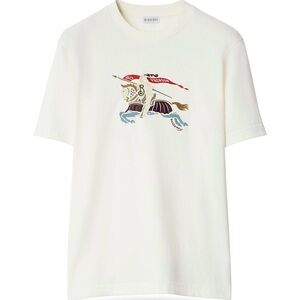 Burberry Cream T-Shirt with Equestrian Graphic